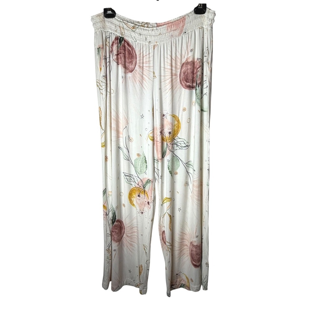 Soma Cool Nights Pajama Lounge Pants Women XL Ivory Floral Print Sleepwear - Picture 2 of 9